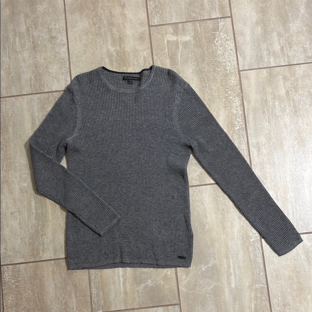 John Varvatos Gray Crewneck Sweater Classic Knit Design
